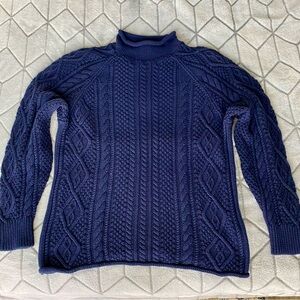 J Crew Vintage Roll Neck Cable Knit Sweater Size M